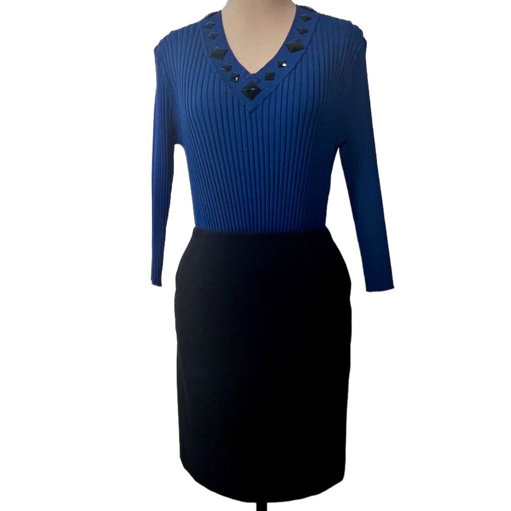 Anne Klein Black Suit Skirt Womens Size 2 Career Office Pencil Skirt